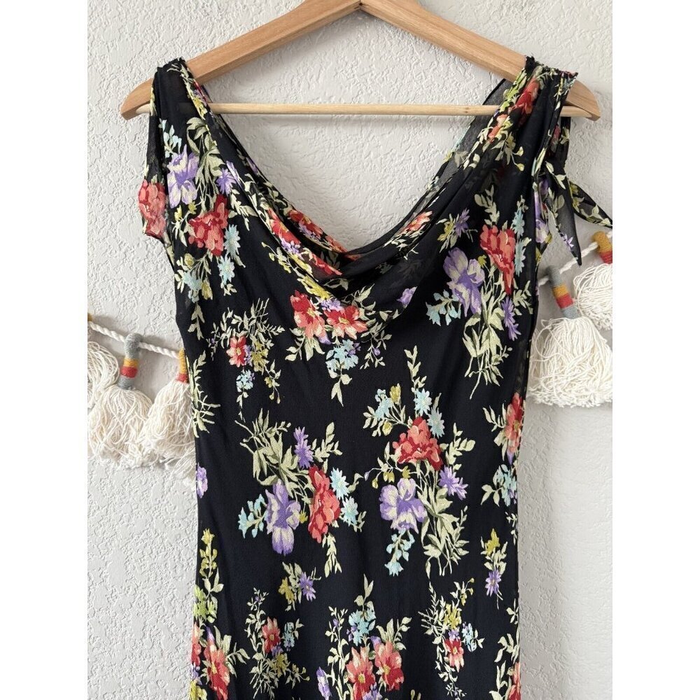 Vintage Jones New York Floral Aline Semi Sheer Slip Midi Dress Y2k Fairy Romanti - Picture 5 of 9